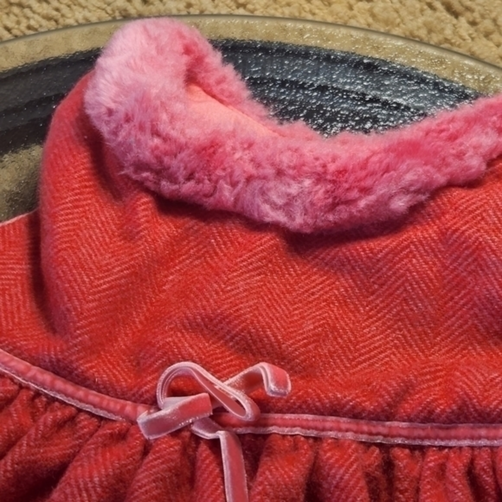 Baby Gap Infant Wool Blend Lined Dress Size 3-6 mos Red Faux Fur Christmas Santa